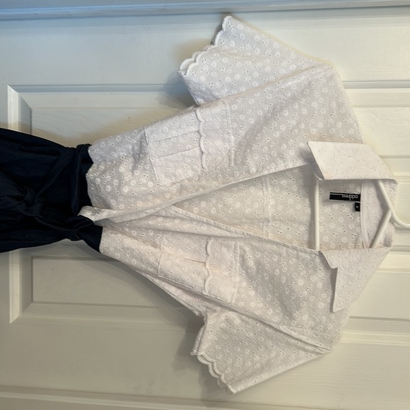 wrap around jean /eyelet lace dress, little floral detail in the top - Picture 4 of 11